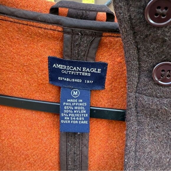 American Eagle Outfitters Brown & Orange Wool Lining Womens Hooded Jacket Size M - Picture 9 of 9
